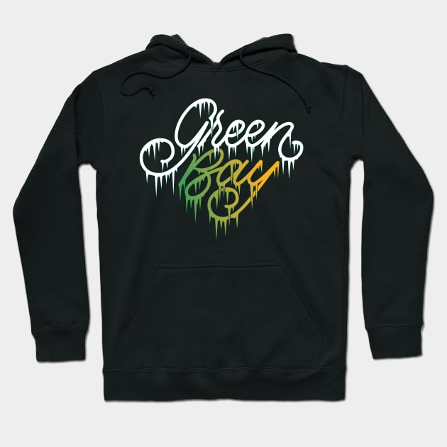 Green Bay Icicle Lettering Hoodie by polliadesign